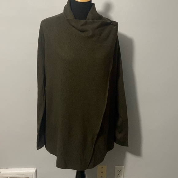 Tahari Long Wrap Sweater W Toggle Closure Brownish Green Sz L - Picture 1 of 9
